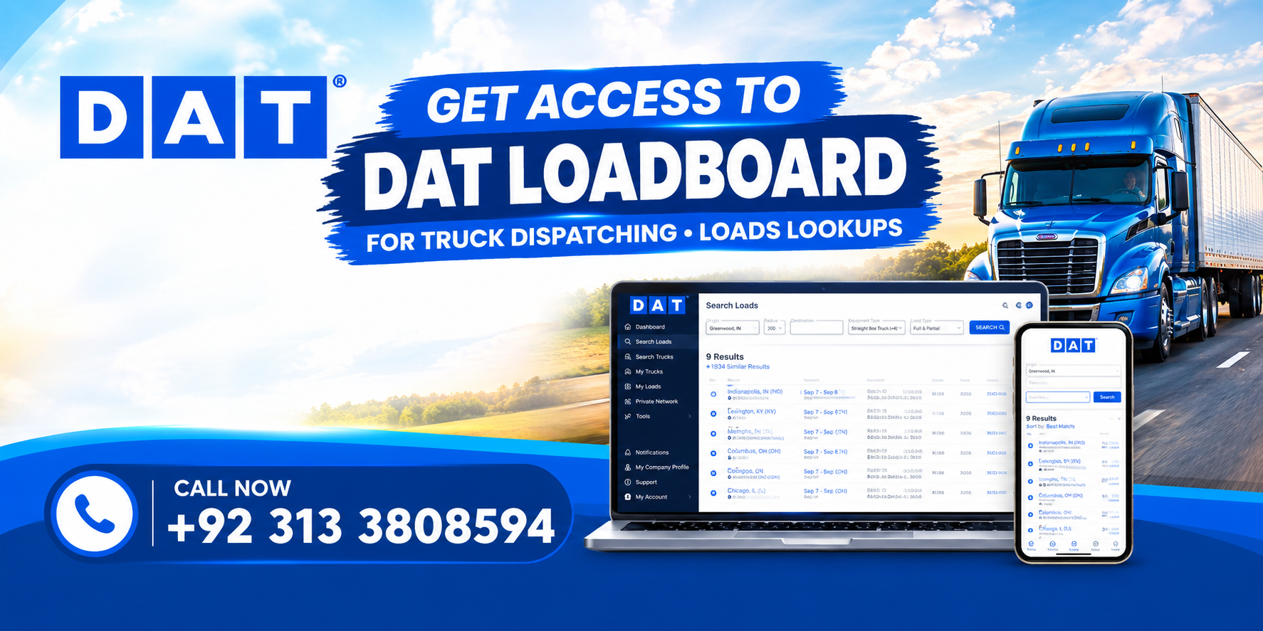 DAT Loadboard access for truck dispatching